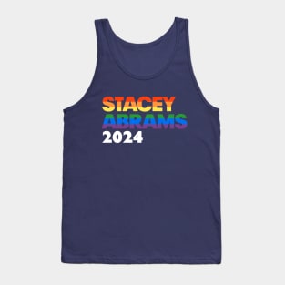 Stacey Abrams 2024 LGBT Rainbow Design: Stacy Abrams For President Tank Top